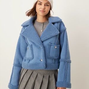 The Frolic Faux Shearling Heart Button Detail Jacket